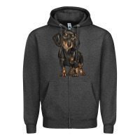 Charcoal Heather dachshund Zipper Hoodie - BarkalooDesign