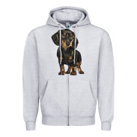 Heather Grey dachshund Zipper Hoodie - BarkalooDesign