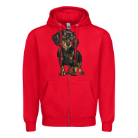 Red dachshund Zipper Hoodie - BarkalooDesign