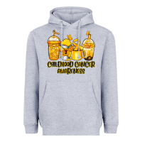 Heather Grey Childhood Cancer Awareness coffee cups Heavyweight Hoodie - NancyCooperArtShop