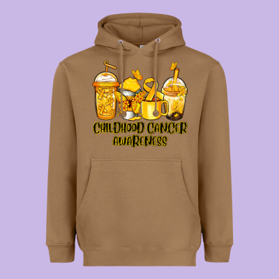 Childhood Cancer Awareness Coffee Cups Heavyweight Hoodie Designed By Nancycooperartshop