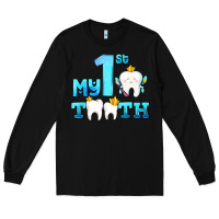 Black my first tooth with teeth Long Sleeve Tee - AdoDesignShop