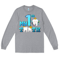 Heather Grey my first tooth with teeth Long Sleeve Tee - AdoDesignShop