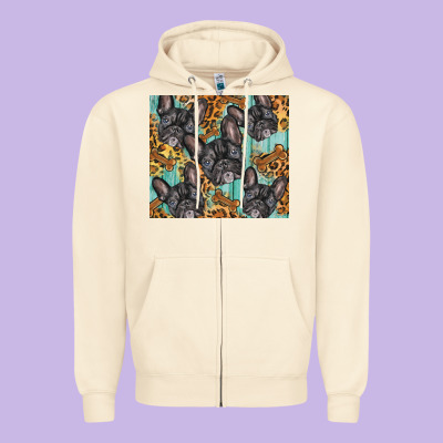 French Bulldog Zipper Hoodie Designed By Barkaloodesign
