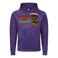 Cloud Purple merry and bright dachshund Vintage Hoodie - RanaPortraitStore