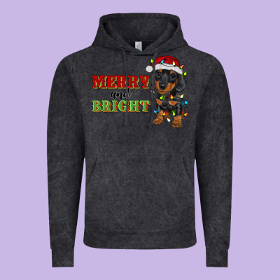 Merry And Bright Dachshund Vintage Hoodie Designed By Ranaportraitstore