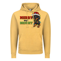 Vintage Mustard merry and bright dachshund Vintage Hoodie - RanaPortraitStore