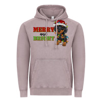 Vintage Zinc merry and bright dachshund Vintage Hoodie - RanaPortraitStore