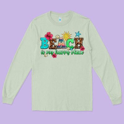 Beach Is My Happy Place Long Sleeve Tee Designed By Adodesignshop