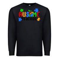 Black ausome teacher Premium Sweatshirt - MaliasSmallBusiness