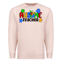 Pale Pink ausome teacher Premium Sweatshirt - MaliasSmallBusiness