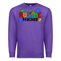 Purple ausome teacher Premium Sweatshirt - MaliasSmallBusiness