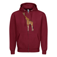 Burgundy giraffe Zipper Hoodie - LillyAllenDesigns