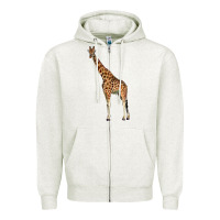 Oatmeal Heather giraffe Zipper Hoodie - LillyAllenDesigns