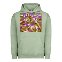 Pigment Oil Green Mardi Gras with king cake Urban Hoodie - NancyCooperArtShop