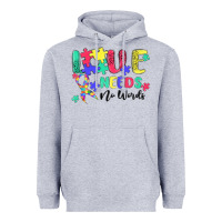 Heather Grey love needs no words autism Heavyweight Hoodie - MaliasSmallBusiness