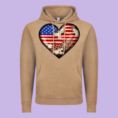Western Usa Flag Heart Vintage Hoodie Designed By Jahusdesignshop