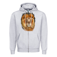 Heather Grey Lion Head Zipper Hoodie - LillyAllenDesigns