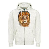 Oatmeal Heather Lion Head Zipper Hoodie - LillyAllenDesigns
