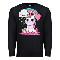 Black cute unicorn and rainbow Premium Sweatshirt - NancyCooperArtShop