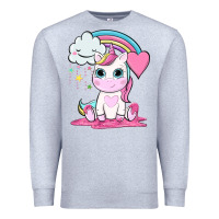 Heather Grey cute unicorn and rainbow Premium Sweatshirt - NancyCooperArtShop