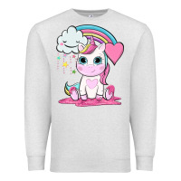 Oatmeal Heather cute unicorn and rainbow Premium Sweatshirt - NancyCooperArtShop