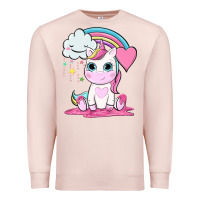 Pale Pink cute unicorn and rainbow Premium Sweatshirt - NancyCooperArtShop