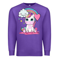 Purple cute unicorn and rainbow Premium Sweatshirt - NancyCooperArtShop