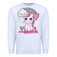 White cute unicorn and rainbow Premium Sweatshirt - NancyCooperArtShop