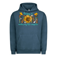 Pigment Midnight Navy Being a Mom Makes My Life Complete Urban Hoodie - texasbilliewilder