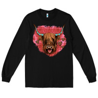 Black highland cow valentines Long Sleeve Tee - JahusDesignShop