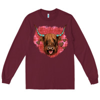 Burgundy highland cow valentines Long Sleeve Tee - JahusDesignShop