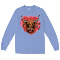 Colony Blue highland cow valentines Long Sleeve Tee - JahusDesignShop