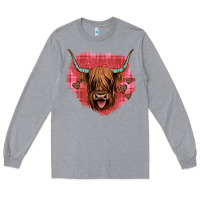 Heather Grey highland cow valentines Long Sleeve Tee - JahusDesignShop