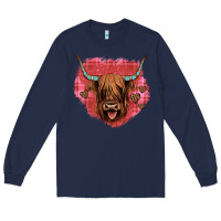 Navy highland cow valentines Long Sleeve Tee - JahusDesignShop