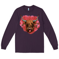 Plum highland cow valentines Long Sleeve Tee - JahusDesignShop