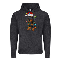 Vintage Black dachshund puppy christmas lights Vintage Hoodie - RanaPortraitStore