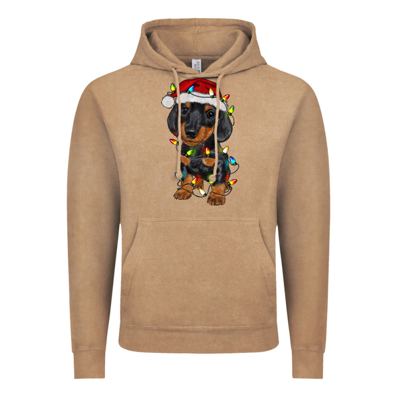 Dachshund Puppy Christmas Lights Vintage Hoodie by RanaPortraitStore | Teevron