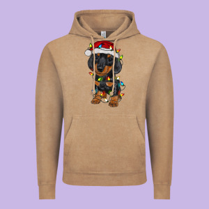 Dachshund Puppy Christmas Lights Vintage Hoodie Designed By Ranaportraitstore