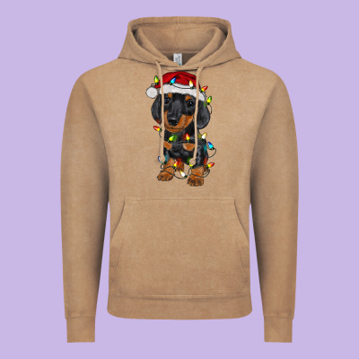 Dachshund Puppy Christmas Lights Vintage Hoodie Designed By Ranaportraitstore