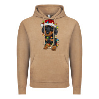 Vintage Coffee dachshund puppy christmas lights Vintage Hoodie - RanaPortraitStore