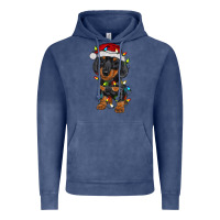 Vintage Denim dachshund puppy christmas lights Vintage Hoodie - RanaPortraitStore