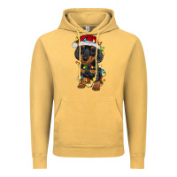 Vintage Mustard dachshund puppy christmas lights Vintage Hoodie - RanaPortraitStore
