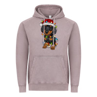 Vintage Zinc dachshund puppy christmas lights Vintage Hoodie - RanaPortraitStore