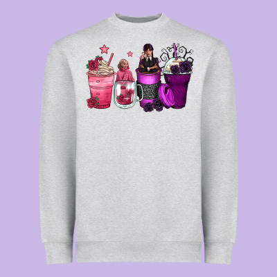 Wednesday And Enid Coffee Cups Heavyweight Sweatshirt Designed By Zillion Design Studio
