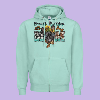 French Bulldog Mom Zipper Hoodie Designed By Barkaloodesign