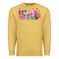 Antique Gold lash hustler with eyelashes coffee cups Premium Sweatshirt - NancyCooperArtShop