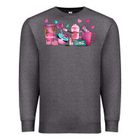 Charcoal Heather lash hustler with eyelashes coffee cups Premium Sweatshirt - NancyCooperArtShop