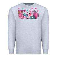 Heather Grey lash hustler with eyelashes coffee cups Premium Sweatshirt - NancyCooperArtShop