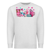 Oatmeal Heather lash hustler with eyelashes coffee cups Premium Sweatshirt - NancyCooperArtShop